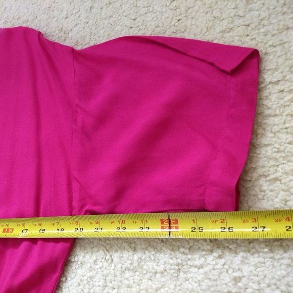 vintage 80s pink fuschia playsuit romper shortall jumpsuit - Picture 7 of 12